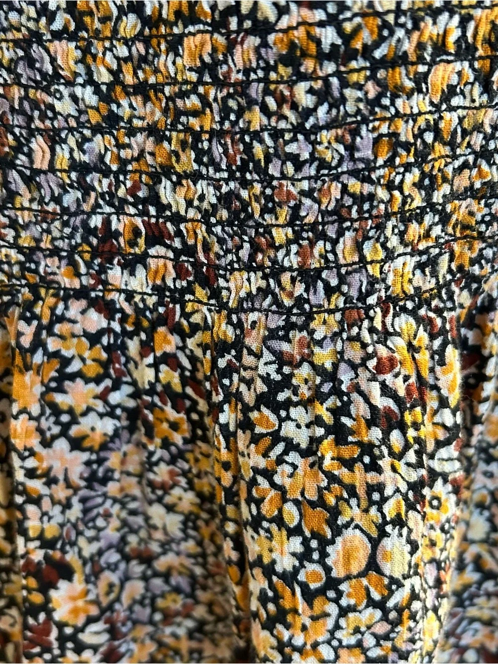 Madewell Lucie Floral Smocked top long puff sleeve square neck ruffles size 4